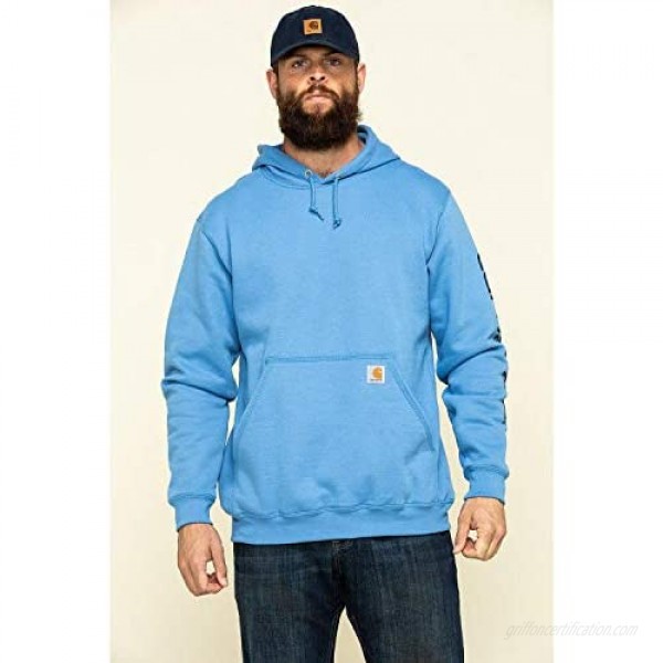 Carhartt mens Midweight Sleeve Logo Hooded Sweatshirt Work Utility T Shirt French Blue XX-Large US