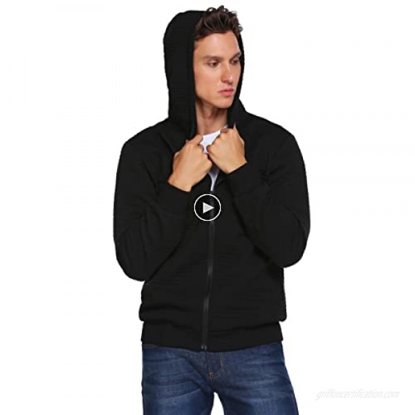 COOFANDY Men's Casual Zip-up Hoodies Plain Lightweight Sweatshirt
