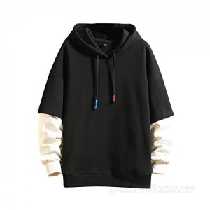 Fashion Hoodies Men's Color Block Pullover O-Neck Hooded Sweatshirt Patchwork