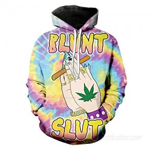 GGmar Retro Blunt Slut Hoodie Trippy Tie dye Weed Leaf Casual Sweatshirt