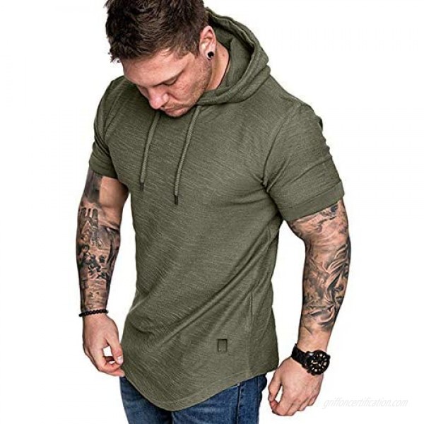 Mens Fashion Athletic Hoodies Sport Sweatshirt Gym Running Sweatshirt Solid Color Fleece Pullover