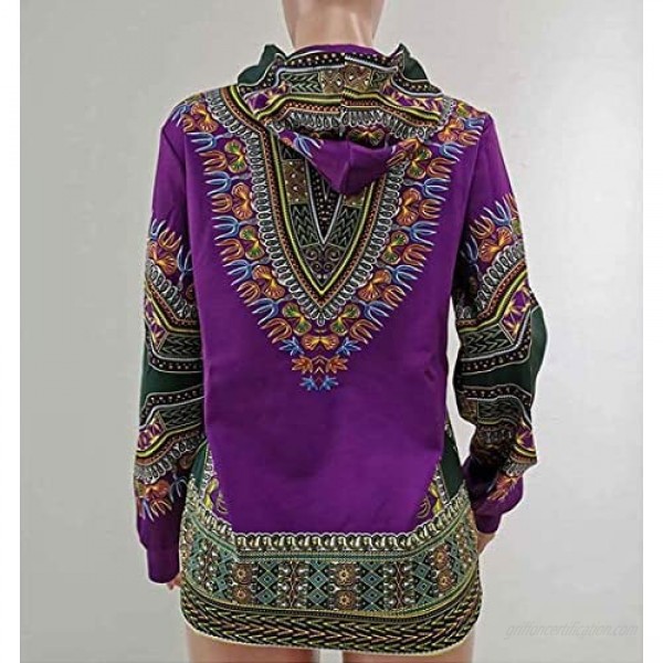 Unisex African Print Dashiki Long Sleeve Fashion Hoodies Sweatshirts with Pocket for Men Women Boys Girls