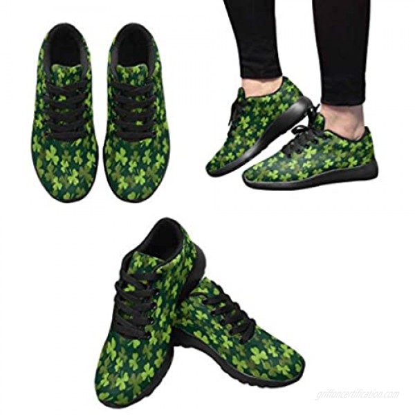 InterestPrint Gym Shoes Women's Shoes St Patrick S Day Green Leaves 6 B(M) US