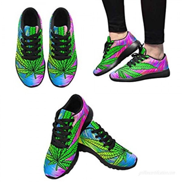 InterestPrint Women's Running Shoes Lightweight Non-Slip Breathable Walking Shoes Camouflage Army Pattern with Dinosaurs