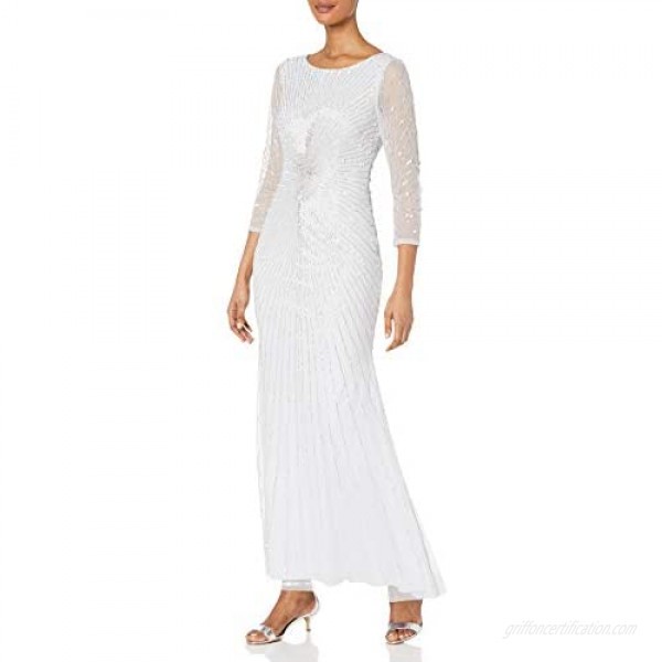 Adrianna Papell Women's Beaded Gown with Sleeves