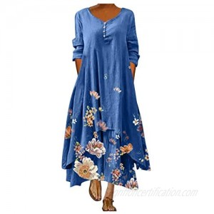 FRSH MNT Dresses for Women Casual Summer Spaghetti Strap Sexy V-Neck Loose Plus Size Long Floral Print Maxi Dress with Pocket