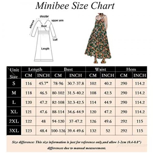 Minibee Women's Cotton Linen Dress Sleeveless Casual Plus Size Long Skirt