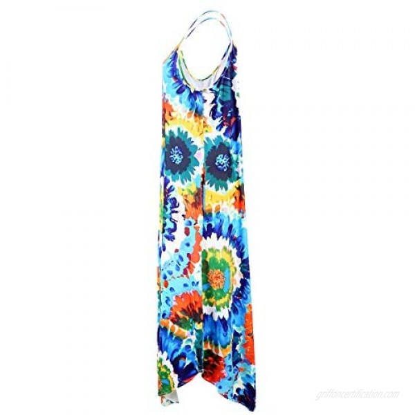 Plus Size Sun Dresses Short Slevee Loose Long Dress Beach Wear with Pockets