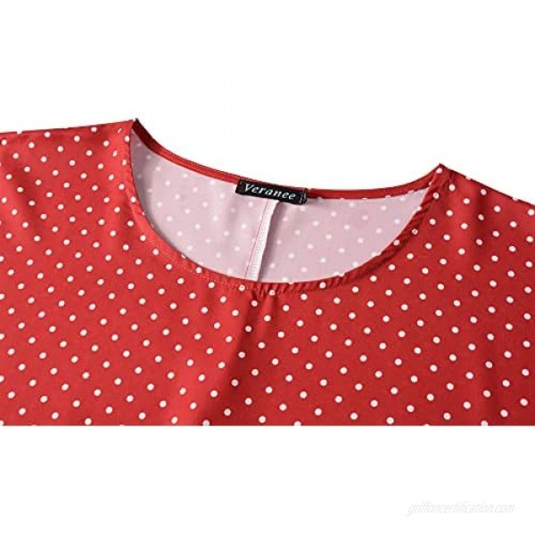Veranee Women's Short Sleeve Scoop Neck Ruffle Summer Casual Swing T-Shirt Dress