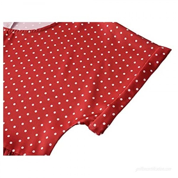 Veranee Women's Short Sleeve Scoop Neck Ruffle Summer Casual Swing T-Shirt Dress
