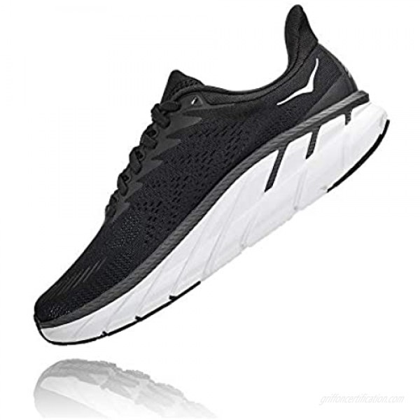 HOKA ONE ONE Women's Clifton 7 Running Shoe (Black/White 8)