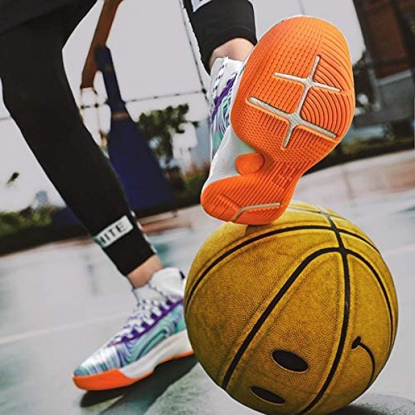 Men's Basketball Shoes High-top Sports Shoes Non-Slip Work Shoes Graffiti Fashion Casual Shoes Running Walking Gym Training Shoes Tennis Shoes White/Purple