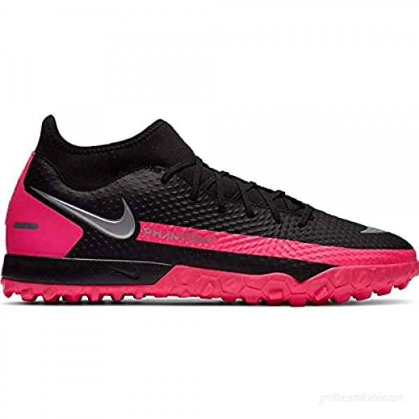 Nike Women's Phantom GT Academy Dynamic Fit TF Soccer Shoe Black Metallic Silver Pink Blast 8