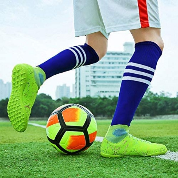 WELRUNG Unisex's Professional Training Athletic Short Studs Non-Slip AG Cleats Soccer Shoes for Youth