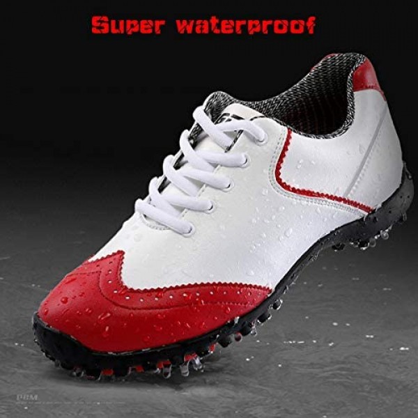 Mhwlai Women's Golf Shoes British Waterproof Sports Shoes Microfiber Waterproof and Breathable Eight-Claw Non-Slip Shoes(Multicolor Selection)