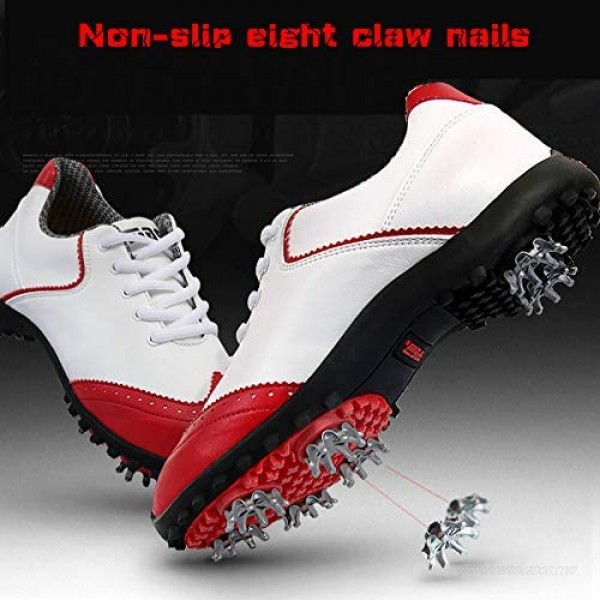 Mhwlai Women's Golf Shoes British Waterproof Sports Shoes Microfiber Waterproof and Breathable Eight-Claw Non-Slip Shoes(Multicolor Selection)