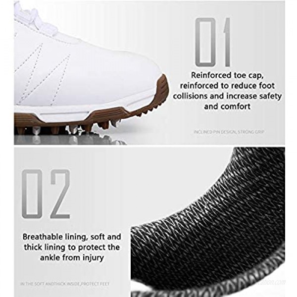 N.Y.L.A. Ladies Golf Shoes Outdoor Protective Leather Stud Sneakers Lightweight and Breathable Professional Golf Training Shoes Waterproof Non-Slip Hiking Shoes