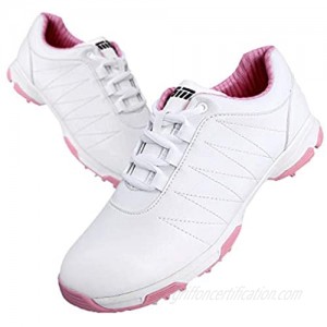 N.Y.L.A. Ladies Golf Shoes  Outdoor Protective Leather Stud Sneakers  Lightweight and Breathable Professional Golf Training Shoes  Waterproof Non-Slip Hiking Shoes