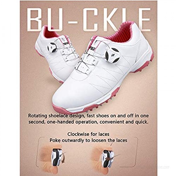 N.Y.L.A. Ladies Golf Shoes Studless Microfiber Waterproof Golf Training Shoes Non-Slip wear-Resistant Golf Sports Shoes Rotating Shoelaces/Quick Put on and take Off