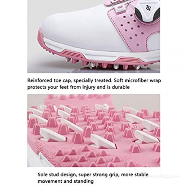N.Y.L.A. Ladies Professional Golf Shoes Lightweight and Breathable Golf Hiking Shoes Outdoor Protective Leather Stud Sneakers Swivel Buckle/Quick Put on and take Off