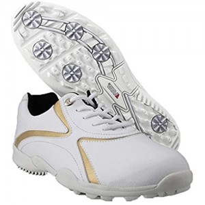 N.Y.L.A. Ladies Professional Golf Shoes Outdoor Protective Leather Stud Sneakers Lightweight and Breathable Golf Training Shoes/Hiking Shoes Rotating Shoelaces/Quick Put on and take Off