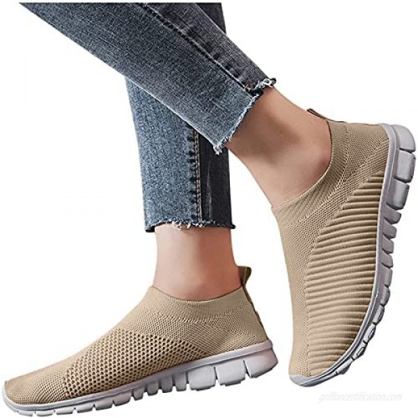 ODJOY-FAN Men Women Lightweight Sneaker Breathable Soft Sports Shoes Casual Road Walking Shoes Mesh Sports Solid Color Flat Shoes