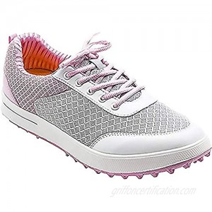 POSMA PGM-XZ081 Golf Shoes for Girls  Breathable Lightweight Summer Women Golf Shoes Provide Style  Comfort  and Performance Both on and Off The Golf Course  Pink  Size US