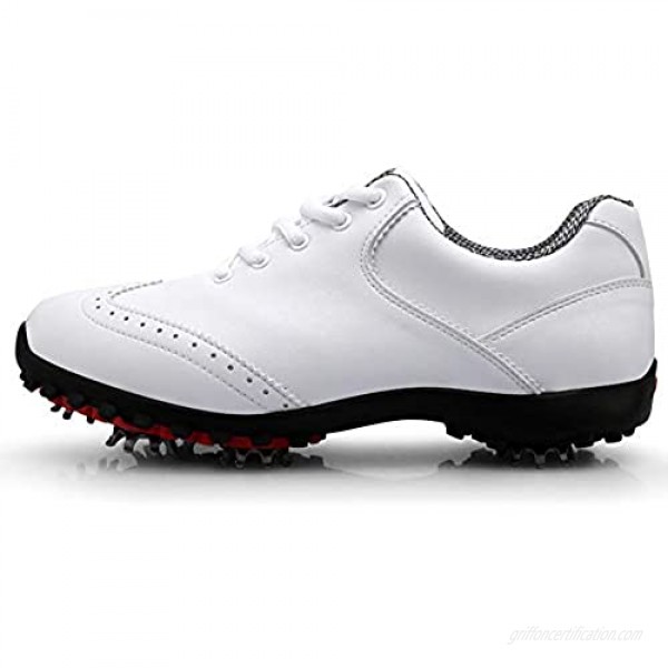 RTY Women's Golf Shoes Breathable Ladies Golf Sneakers Waterproof Sneakers for Girls Girly Leather Golf Shoes White 40