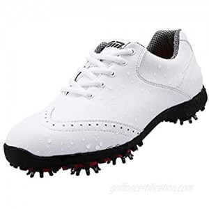 RTY Women's Golf Shoes Breathable Ladies Golf Sneakers Waterproof Sneakers for Girls Girly Leather Golf Shoes White 40