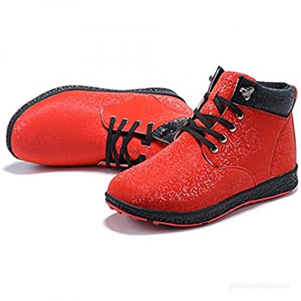 RTY Womens Medium Golf Shoes Mid-Tube Leather Golf Shoes for Lady Comfortable Red 41