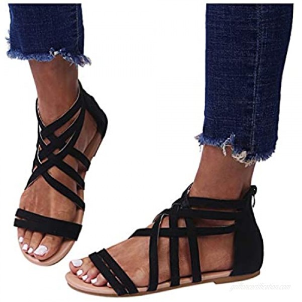 Summer Roman Hollow Open Toe Zipper Women's Shoes Beach Shoes Sandals