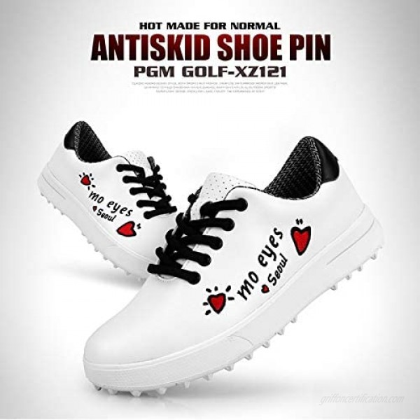 XSJK Children's Golf Shoes Waterproof Golf Shoes Girls Microfiber Lightweight and Breathable Casual Shoes Golf Movement Shoes Non-Slip Golf Training Shoes+Shoe Bag White 34