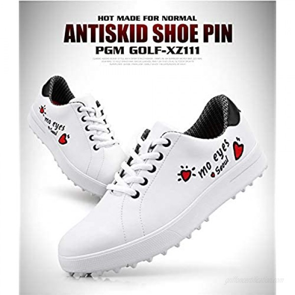 XSJK Waterproof Golf Shoes Women's Microfiber Lightweight and Breathable Casual Shoes Golf Movement Shoes Non-Slip Golf Training Shoes White 38