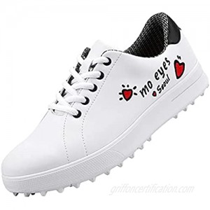 XSJK Waterproof Golf Shoes  Women's Microfiber Lightweight and Breathable Casual Shoes  Golf Movement Shoes  Non-Slip Golf Training Shoes White 38