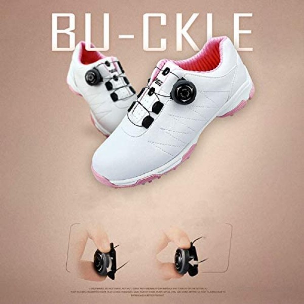 XSJK Waterproof Women's Golf Shoes -Slip Sports Shoes with Upgrade Insole Rotating Button Shoelace Design to Hit More Stable B 35