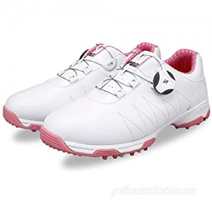 XSJK Waterproof Women's Golf Shoes -Slip Sports Shoes with Upgrade Insole Rotating Button Shoelace Design to Hit More Stable B 35