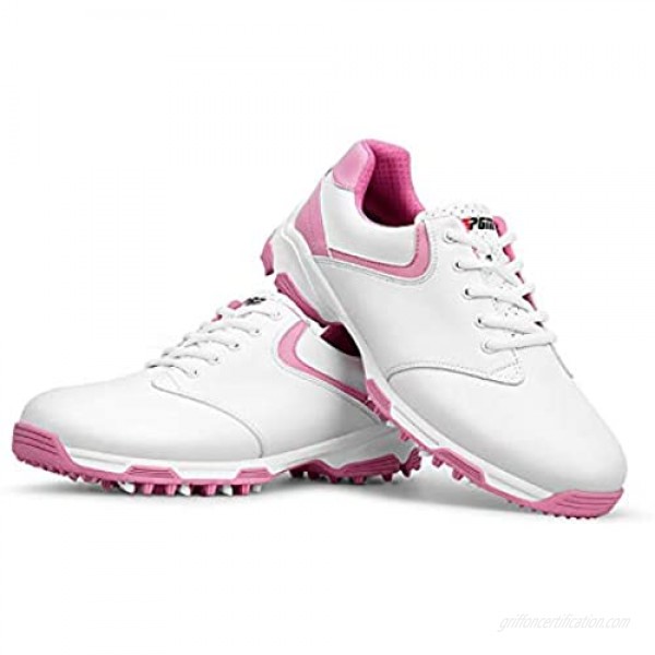 XSJK Women's Golf Shoes Anti-Skid Spikes Waterproof and Breathable Sports Shoes Microfiber Comfortableand Soft Casual Shoes Pink 35