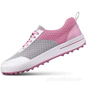 XSJK Women's Golf Shoes Female Fashion Trainers Womens Trainers Shoes Running Walking Athletic Sport Sneakers Gym Shoes Breathable mesh Casual Shoes Pink 4.5UK