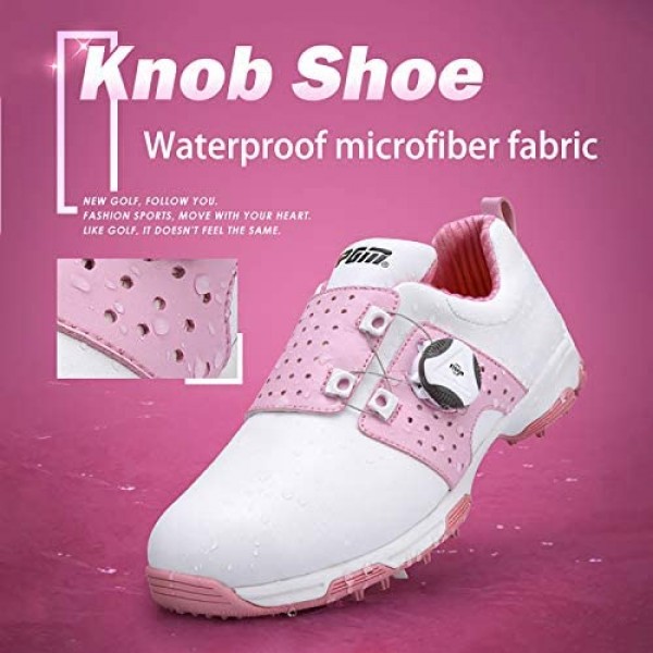 XSJK Women's Golf Shoes Waterproof Golf Shoes with BOA Lace System Comfortable Breathable Golf Shoes Silver 38