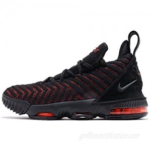 Nike Kid's Lebron XVI (GS) Basketball Shoes (Black/Black-University RED Numeric 4)