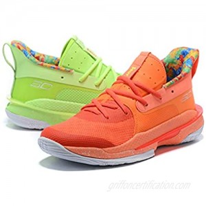 shenxuan12 Mens Basketball Sneaker Curry 7 Sour Patch Training Shoe Sneakers