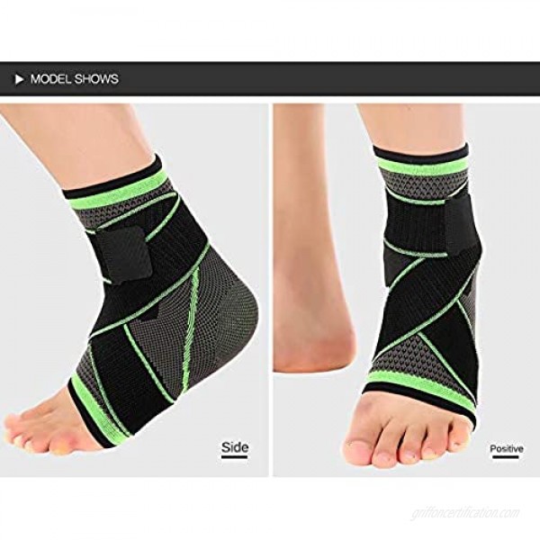 Nuoda Ankle Brace Compression Support Sleeve for Injury Recovery Joint Pain and More. Plantar Fasciitis Foot Socks with Arch Support Eases Swelling Heel Spurs Achilles Tendon-2 Pack