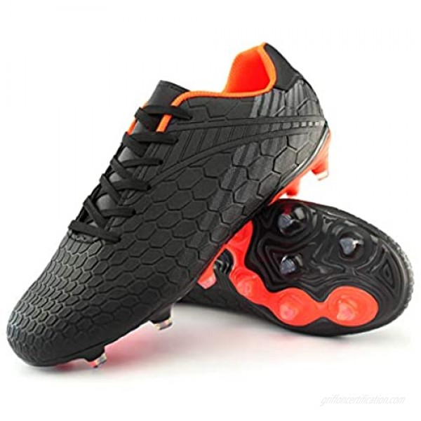Hawkwell Men's Outdoor Firm Ground Soccer Cleats Black PU 7 M US