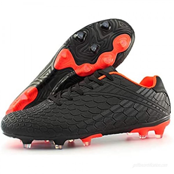 Hawkwell Men's Outdoor Firm Ground Soccer Cleats Black PU 7 M US
