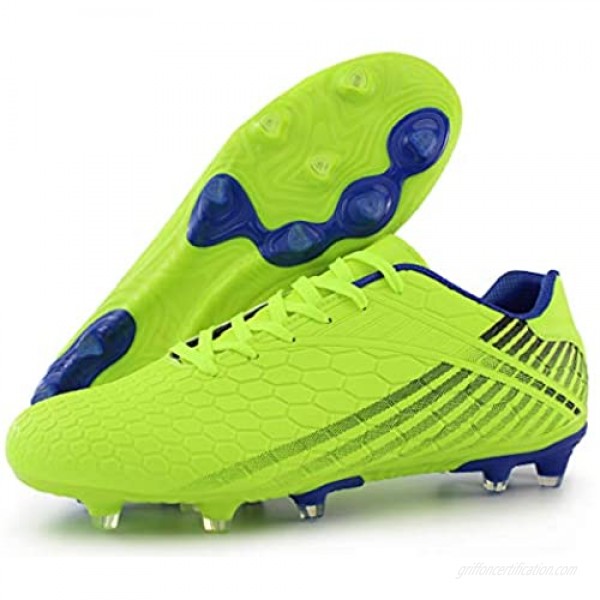 Hawkwell Men's Outdoor Firm Ground Soccer Cleats Lime PU 10.5 M US