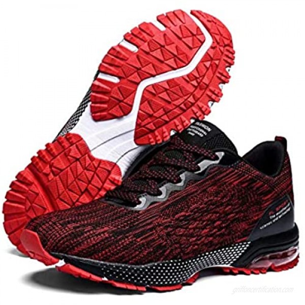 Huacud Mens Running Shoes Trail Sneakers Air Cushion Non Slip Tennis Sports Casual Walking Athletic for Basketball
