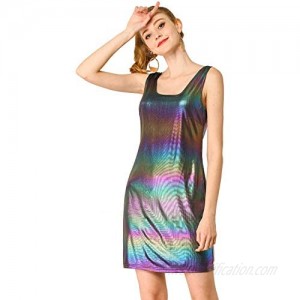 Allegra K Women's Sparkle Sleeveless Sexy Mini Party Metallic Clubwear Dress