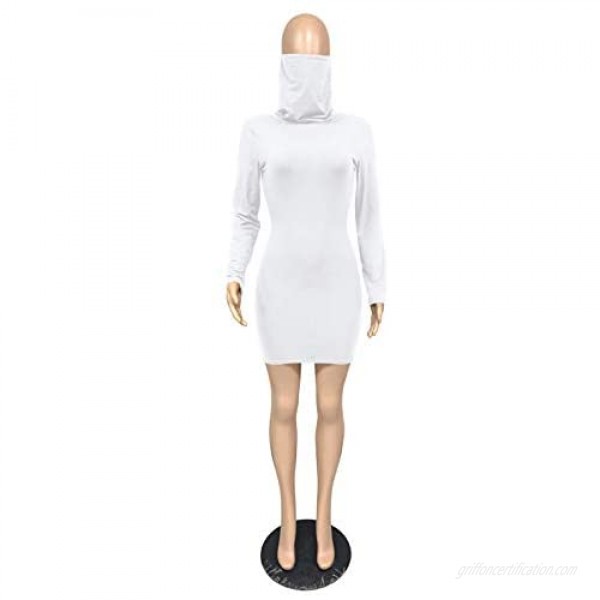 Womens Long Sleeve Sexy Dresses- Club Night Out Party Bodycon Dress with Mask