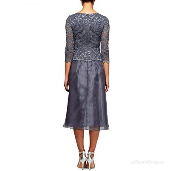 Alex Evenings Women's Sequin Lace Mock Dress (Petite and Regular)