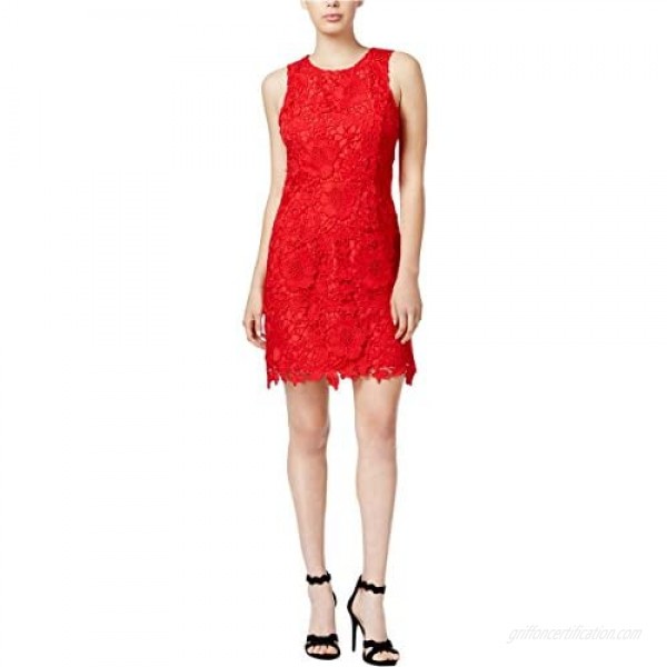 kensie Womens Crochet Sleeveless Wear to Work Dress Red XL